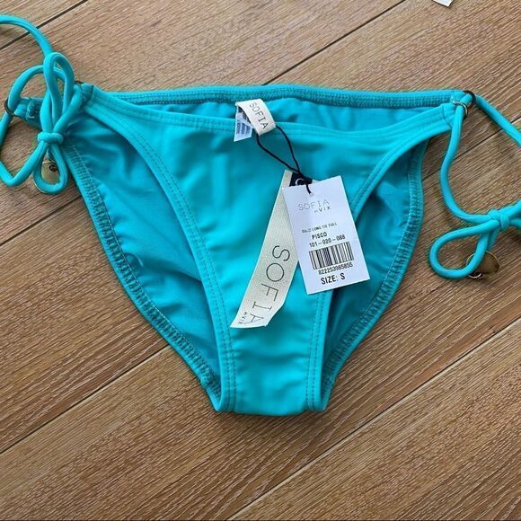 SOFIA By Vix-Teal Fringe Top and Side Tie Bottoms Bikini (Size:Small) - Picture 8 of 15